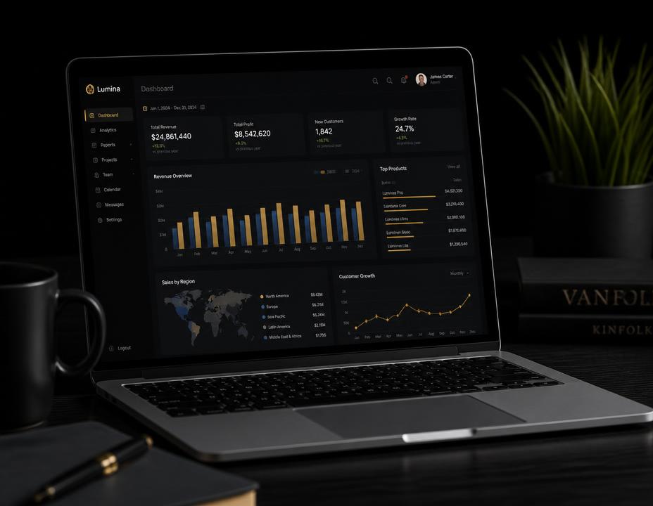 Custom dashboard running on a laptop